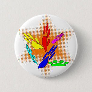 Pop Art Dog Paw Prints Button