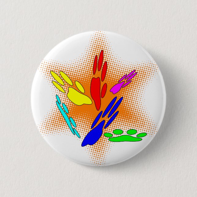 Pop Art Dog Paw Prints Button (Vorderseite)