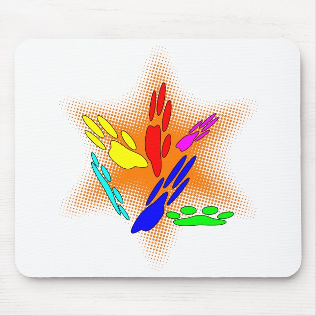 Pop Art Dog Paw Prints Mousepad (Vorne)