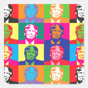 Pop Art Donald Trump Quadratischer Aufkleber