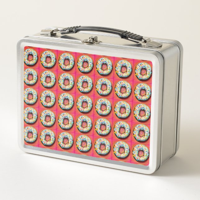 Pop Art Donut Metall Brotdose (Vorderseite)