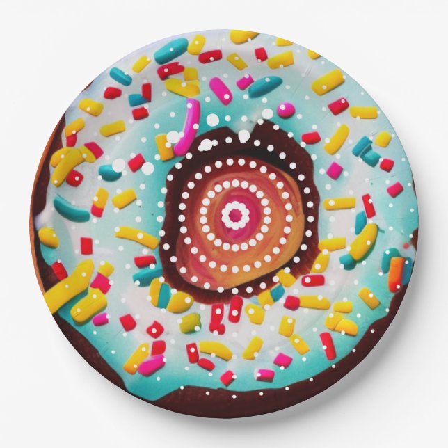 Pop Art Donut Pappteller (Vorderseite)