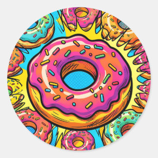 Pop Art Donuts Muster Runder Aufkleber