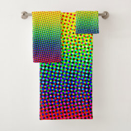 Pop Art Dots Regenbogen Helle fröhliche farbige Ga Badhandtuch Set