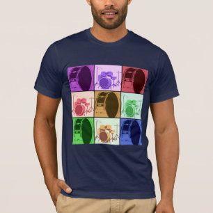 Pop Art Drum and Drum Set Mod Dunkles Shirt