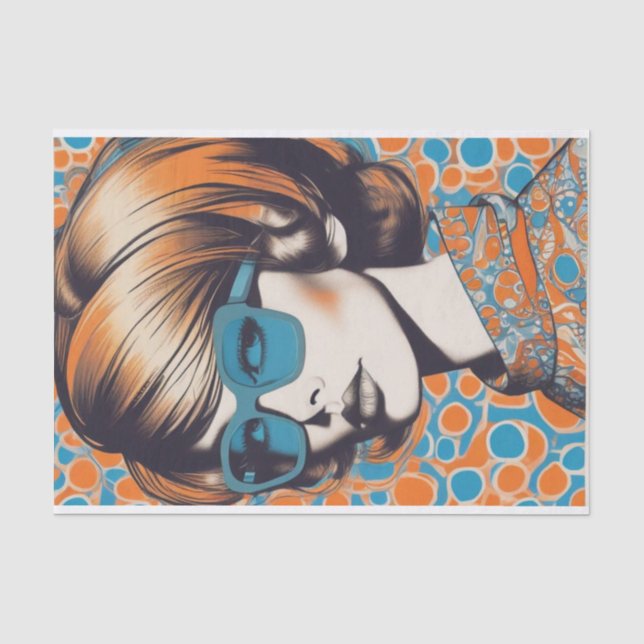 Pop Art: Ein großartiges Hippy Chick Decoupage Pap Seidenpapier (Vorderseite)