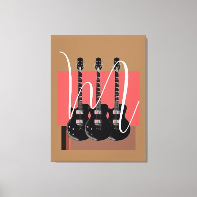 Pop Art Electric Gitarre Monogram Leinwanddruck (Vorderseite)
