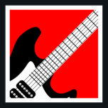 Pop Art Electric Gitarrenposter Poster<br><div class="desc">Pop Art elektrische Gitarrenposter in Schwarz-Weiß auf Rot.</div>
