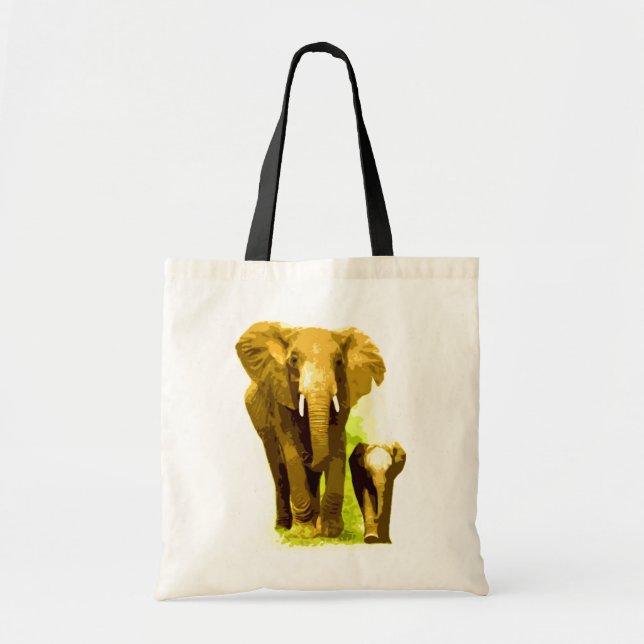 Pop Art Elephant Family Mama Baby Tragetasche (Vorne)