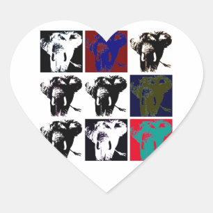 Pop Art Elephants Herz-Aufkleber