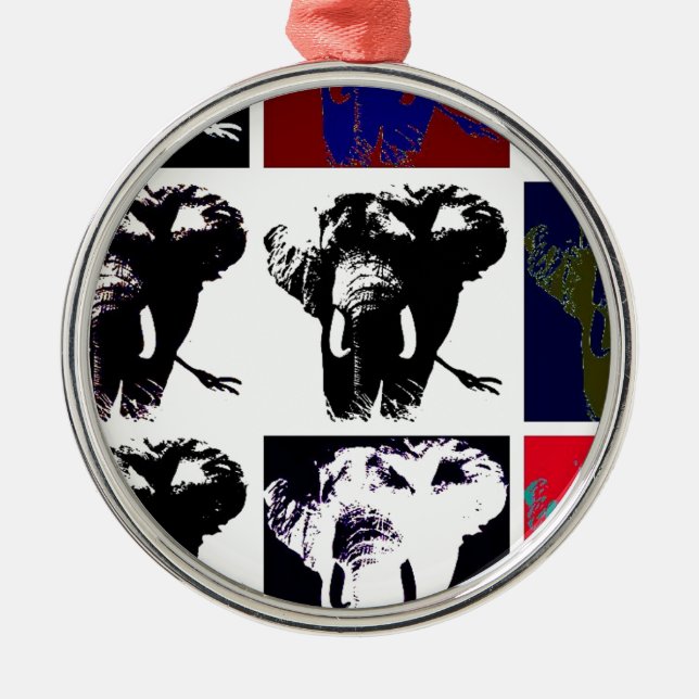 Pop Art Elephants Ornament Aus Metall (Vorne)