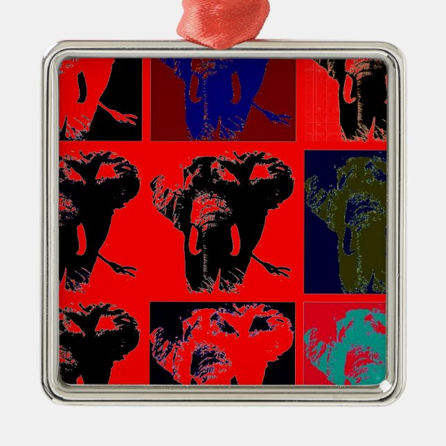 Pop Art Elephants Ornament Aus Metall (Vorne)