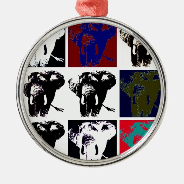 Pop Art Elephants Ornament Aus Metall (Vorne)