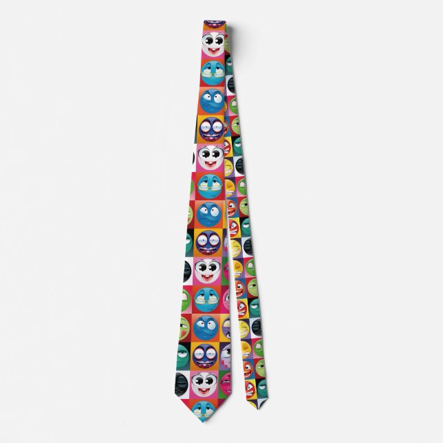 Pop art emoji mens neck krawatte (Vorderseite)