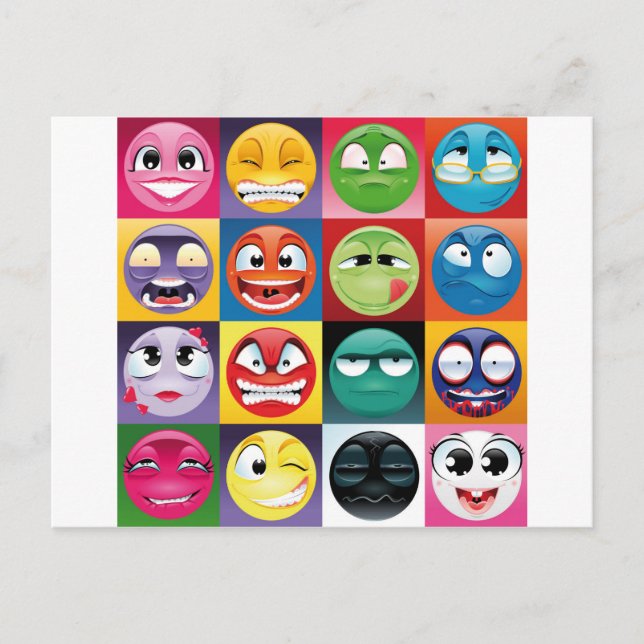 Pop Art Emojis Postkarte (Vorderseite)