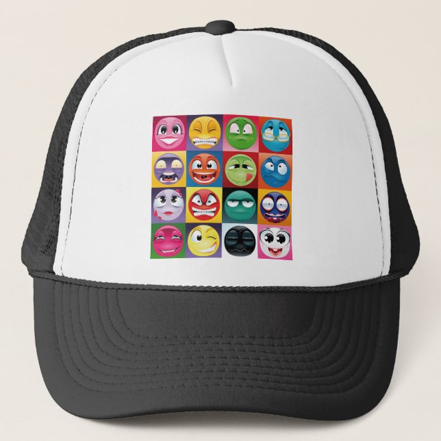 Pop Art Emojis Truckerkappe (Vorderseite)