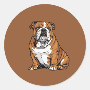 Pop-Art-Englische-Bulldogge-Halfton-Comic Runder Aufkleber