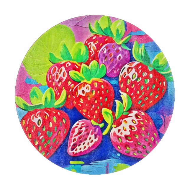 Pop Art Erdbeeren Schneidebrett (Vorderseite)