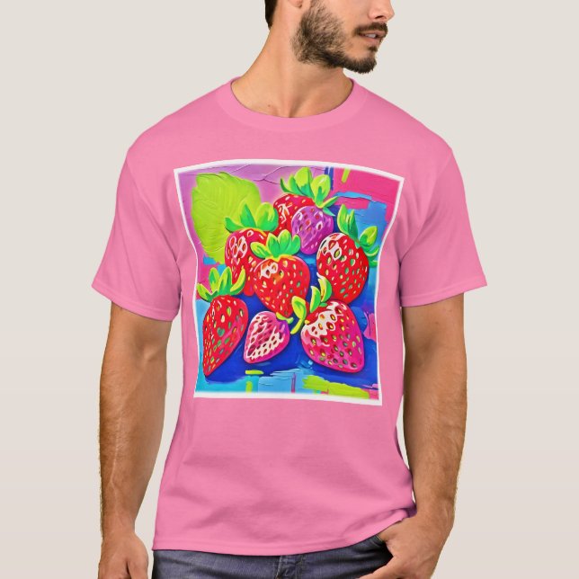 Pop Art Erdbeeren T-Shirt (Vorderseite)