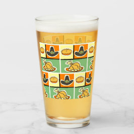 Pop Art Erntedank Abendessen Glas