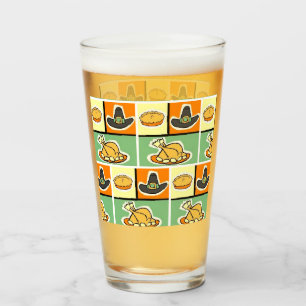 Pop Art Erntedank Abendessen Glas