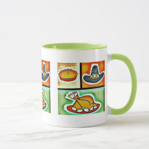Pop Art Erntedank Abendessen Tasse