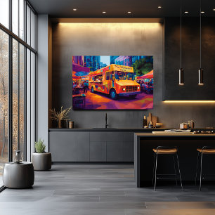 Pop-Art-Essenswagen-Straßenszene-Wandkunst Poster