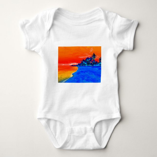 Pop Art Exotic Beach Palmen Baby Strampler (Vorderseite)