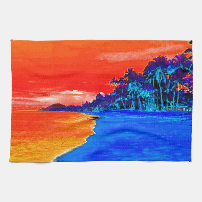 Pop Art Exotic Beach Palmen Handtuch (Horizontal)