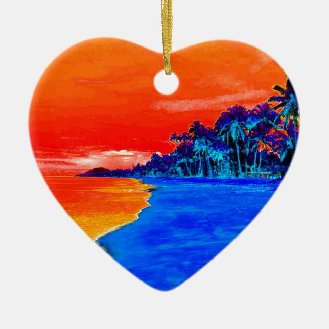 Pop Art Exotic Beach Palmen Keramik Ornament (Vorne)