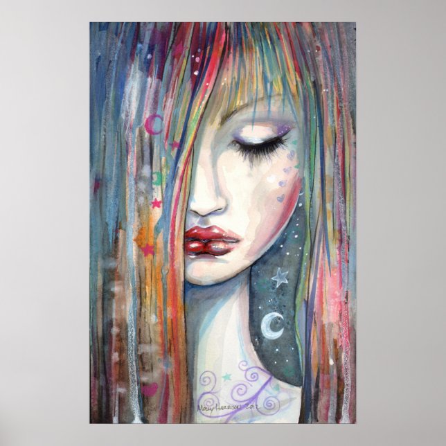 Pop Art Fantasy Woman Asleep Poster (Vorne)