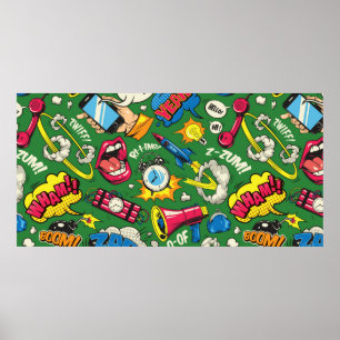 Pop Art farbenfrohe nahtlose Muster mit Comic Spee Poster