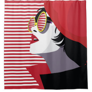 Pop Art Fashion Woman Vintag Duschvorhang