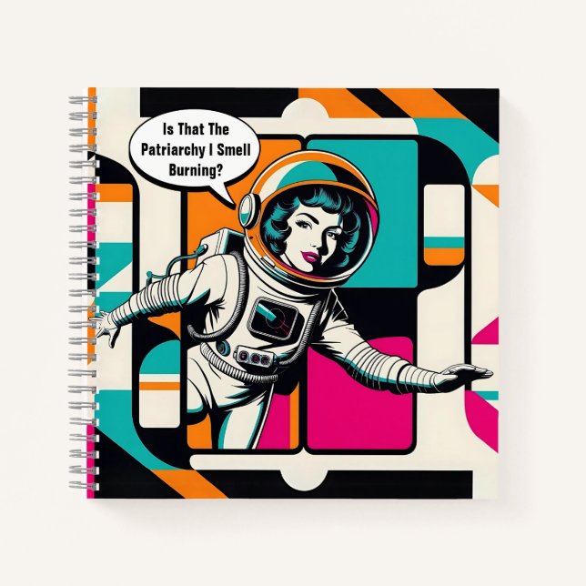 Pop Art Female Astronaut Spirituosen Notebook Notizbuch (Vorderseite)