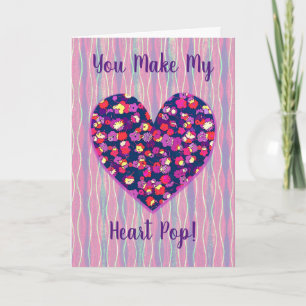 Pop Art Flowers Heart Love Valentines Carte