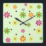 Pop Art Flowers seamless pattern   your ideas Quadratische Wanduhr<br><div class="desc">pop art by EDDA Fröhlich / EDDArt | flower power blooms pattern | for 60s / 70s - Flower Power Lovers - Make Love Not War | You miss other colors or products with this design? Feel free to contact me: contact@eddart.de or have a look here: www.zazzle.de/eddartiful* and here: www.zazzle.com/eddartshop*...</div>