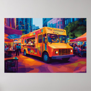 Pop Art Food Truck Street Scene Wall Art Poster