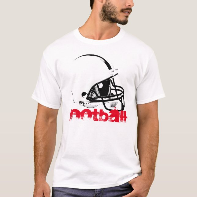 Pop Art Football Helm Roter Schwarz-weißer T - Shi T-Shirt (Vorderseite)
