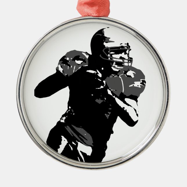 Pop Art Football Player Ornament Aus Metall (Vorne)