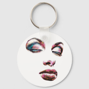 Pop Art Frauen Gesicht Make-up Schönheit Abstrakte Schlüsselanhänger