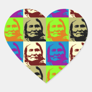 Pop Art Freedom Fighter Geronimo Herz-Aufkleber