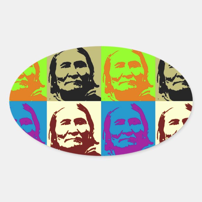 Pop Art Freedom Fighter Geronimo Ovaler Aufkleber (Vorderseite)