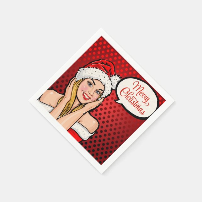 Pop Art Frohe Weihnachtscocktail Napkins Serviette (Ecke)