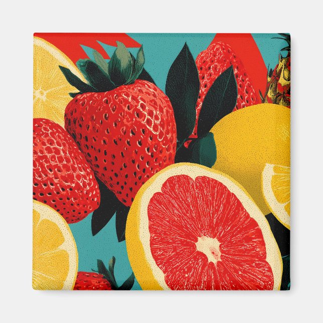 Pop Art Fruit Collage Illustration Magnet (Vorne)