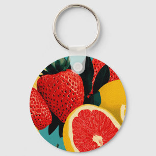 Pop Art Fruit Collage Illustration Schlüsselanhänger