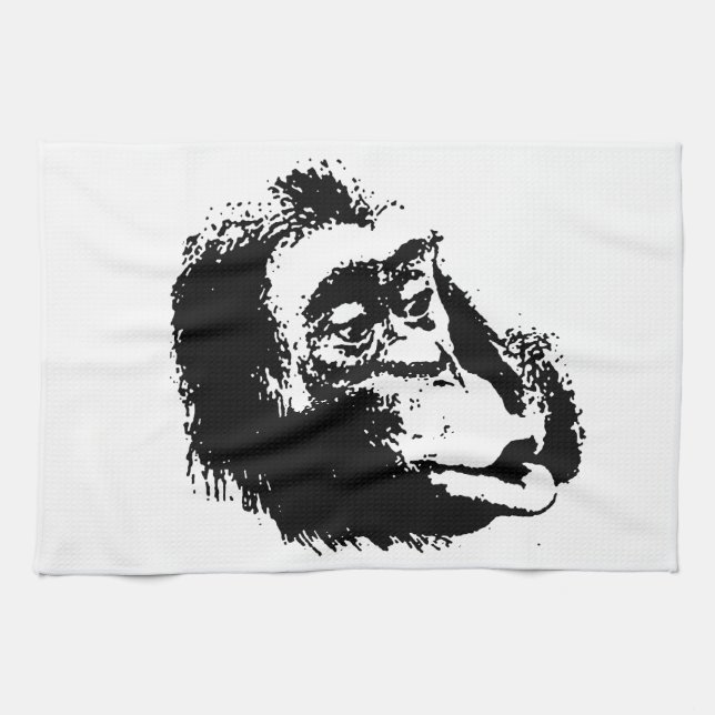 Pop Art Funny Chimpanzee Geschirrtuch (Horizontal)