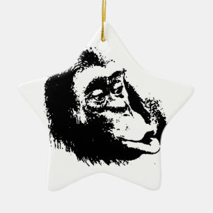 Pop Art Funny Chimpanzee Keramik Ornament