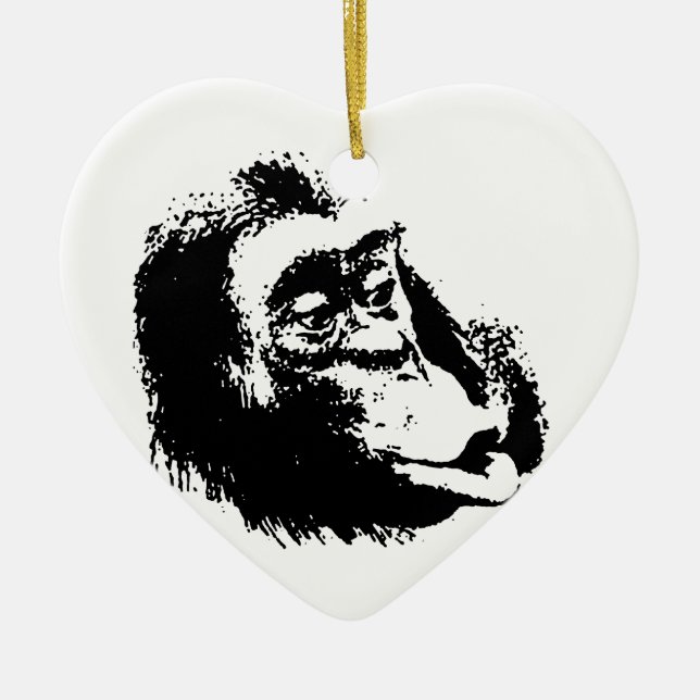 Pop Art Funny Chimpanzee Keramik Ornament (Vorne)