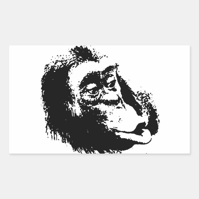 Pop Art Funny Chimpanzee Rechteckiger Aufkleber (Vorderseite)