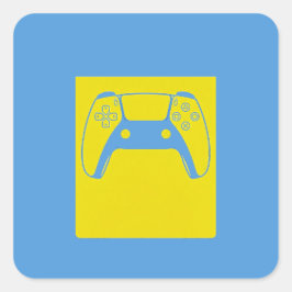 Pop-Art-Gaming-Controller-Aufkleber - Blau und Gel Quadratischer Aufkleber